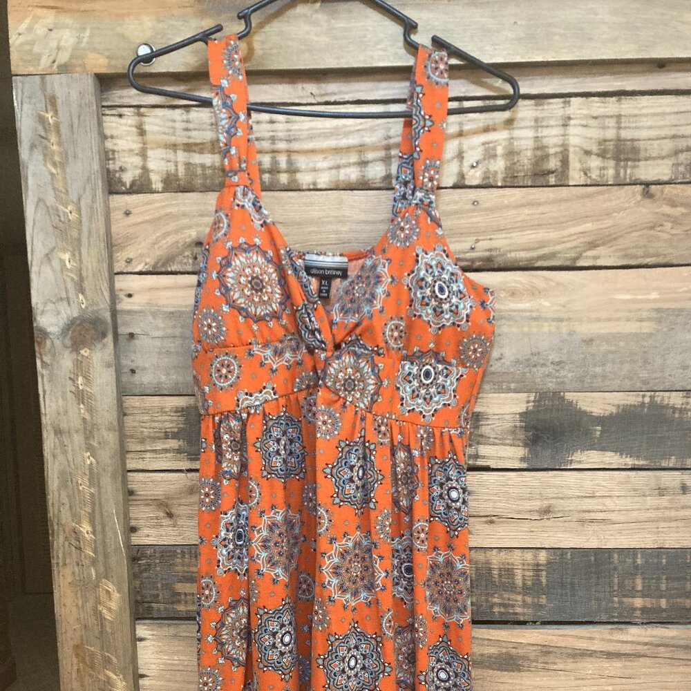 Allison Brittney XL Orange Dress with Medallion shapes